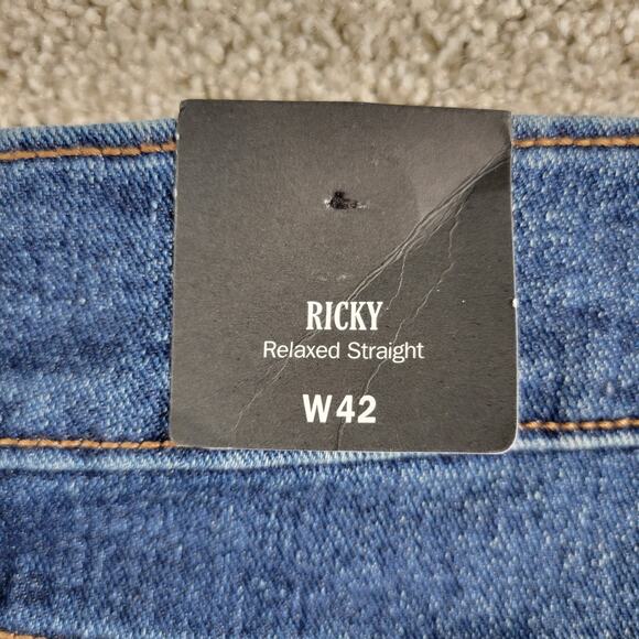 True Religion Mens Jeans Ricky 42x35  Blue Medium Wash Denim‎ Relaxed Straight - Picture 12 of 16